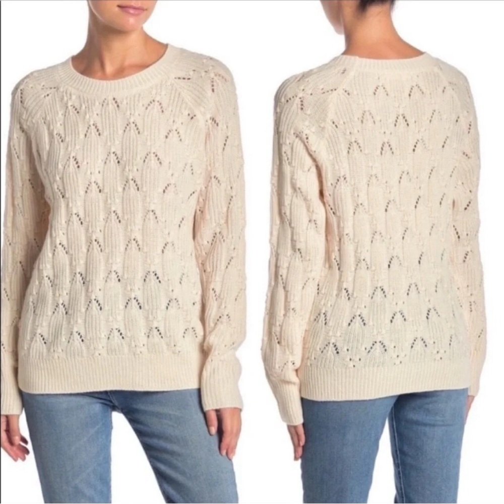 Eloide Cable Knit Crochet Lace Sweater